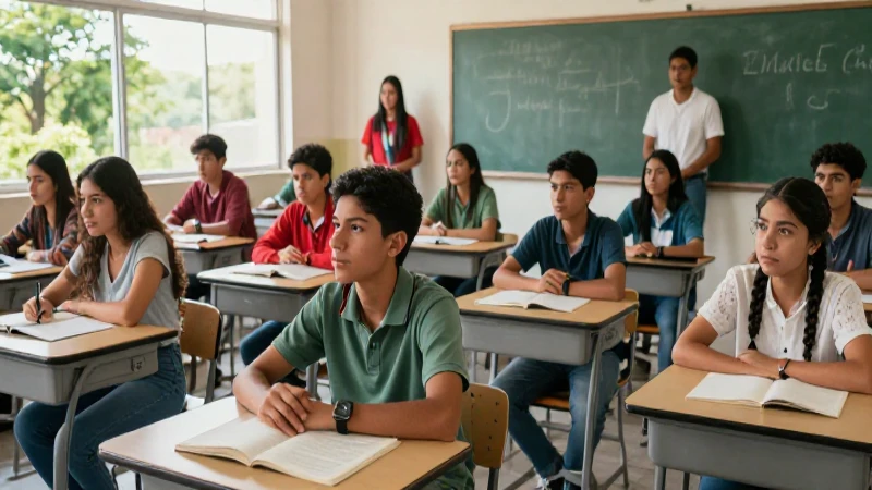 Estudiantes mexicanos aprenden historia en un aula moderna