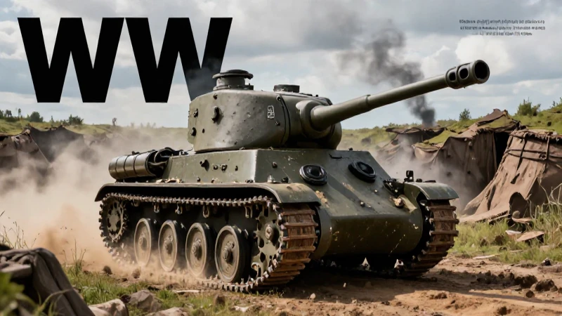 Tanque de WWI en dramático paisaje de trincheras