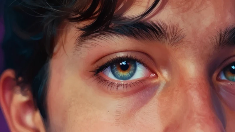Retrato de estudiante reflexivo con colores vibrantes