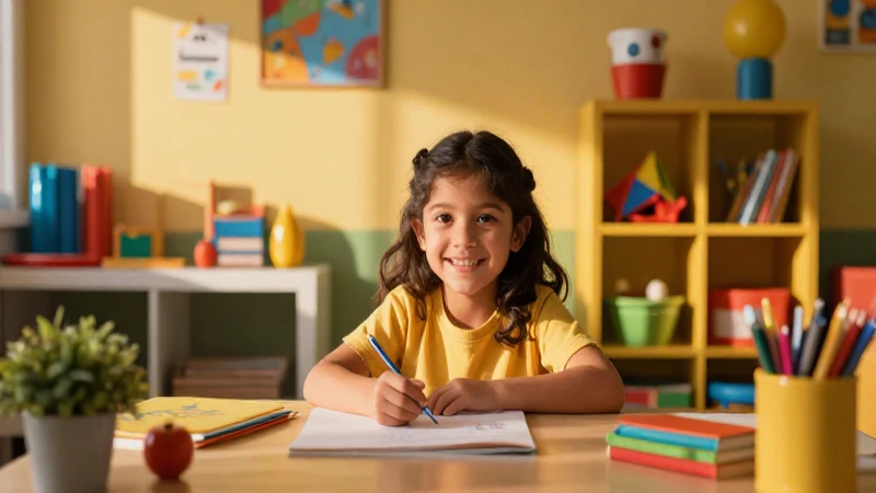 Niño alegre estudiando con estética mexicana
