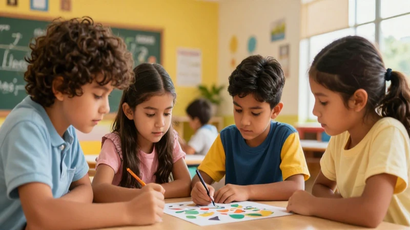Estudiantes colaborando en aula mexicana vibrante