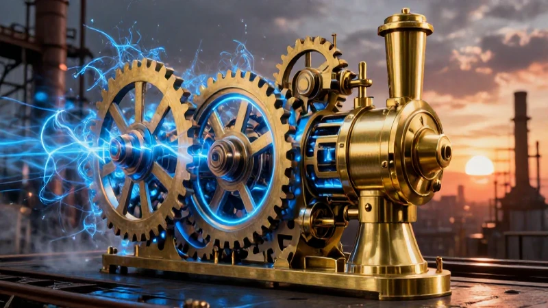 Inventos y su impacto en la primera revolución industrial 4 Máquina de vapor intrincada con energía azul