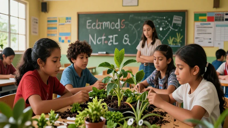 Explora metodologías educativas en la nueva escuela mexicana 8 Estudiantes mexicanos exploran la naturaleza en un aula moderna