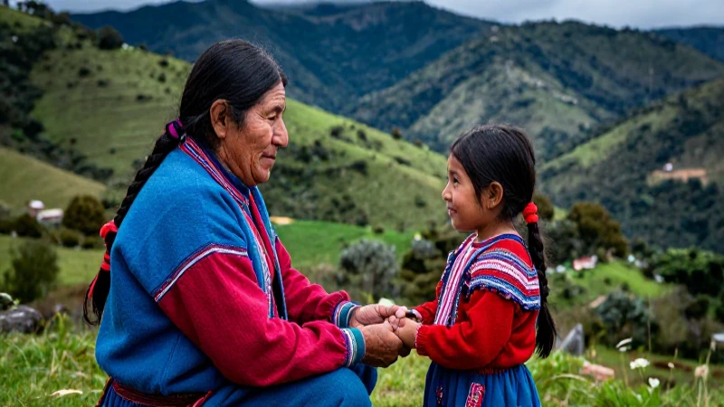Anciano y niño Tarahumara en la Sierra