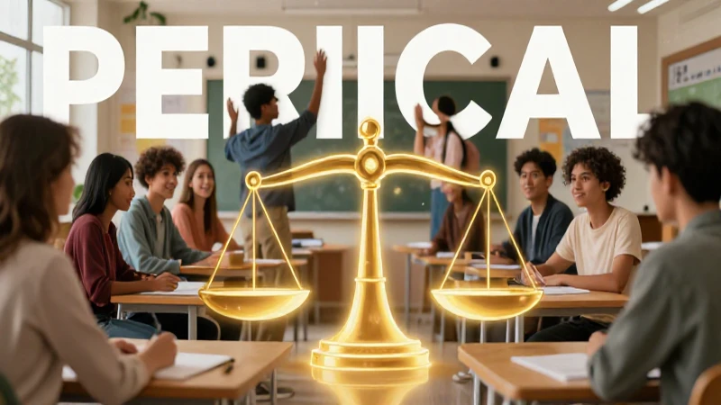 Estudiantes diversos equilibrados por un símbolo dorado