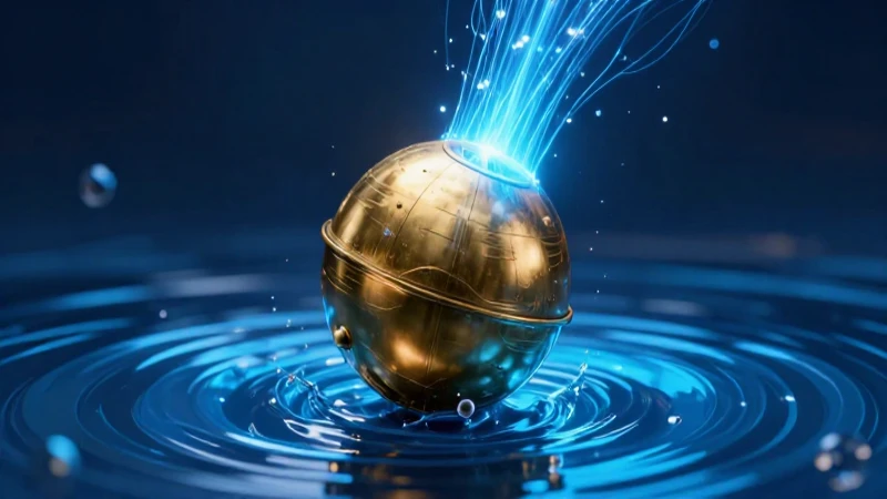 Principios de Arquímedes: Descubre el principio clave 7 Esfera de latón con energía azul dinámica