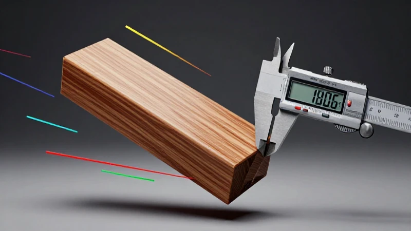 Objeto de madera 3D con geometría y caliper detallados