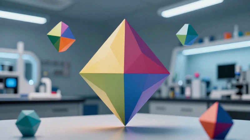 Geometría vibrante flotando en un laboratorio moderno