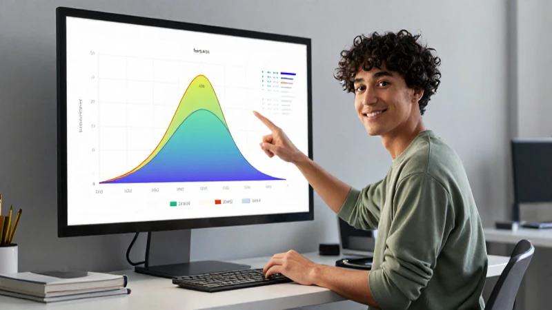 Conoce la probabilidad teórica: conceptos clave y ejemplos prácticos 4 Estudiante universitario señala curva de probabilidad abstracta
