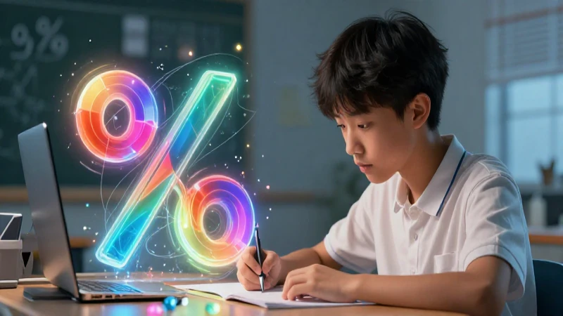 Aprende a resolver problemas de porcentaje de manera rápida y sencilla 4 Estudiante resolviendo matemáticas complejas con resultados vibrantes