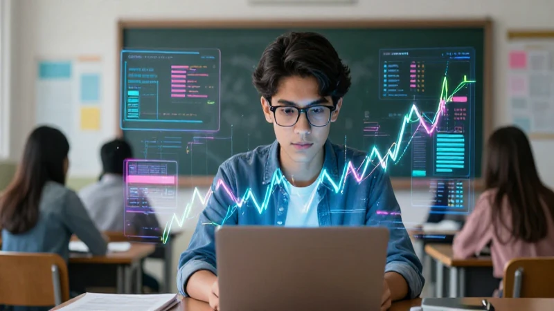 Aprende a resolver problemas de porcentaje de manera rápida y sencilla 5 Joven estudiante mexicano enfocado con datos financieros vibrantes