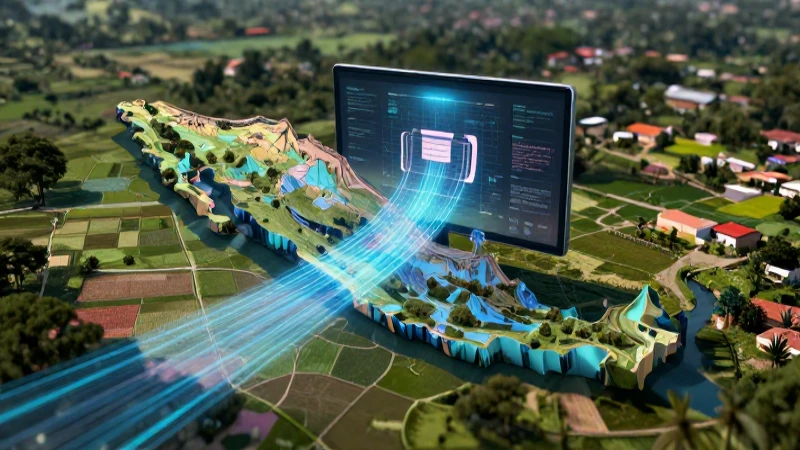 Soluciones ágiles y eficientes para problemas territoriales 3 Interfaz educativa holográfica sobre paisaje mexicano