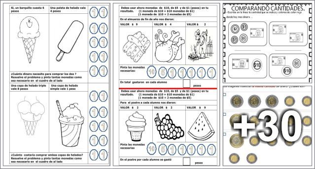 problemas y actividades con monedas para preescolar