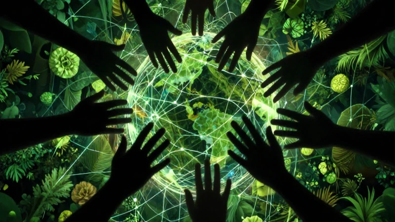 Red global conecta manos en un mundo vibrante