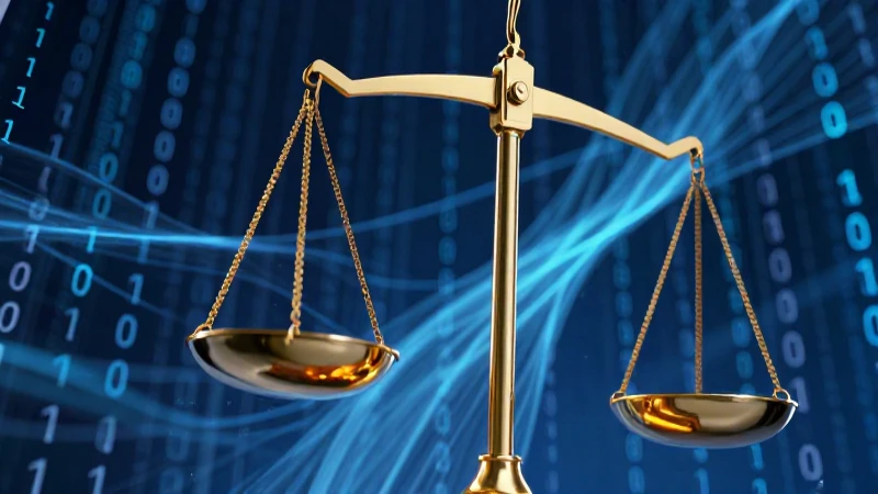 Balanza de justicia pulida y digital