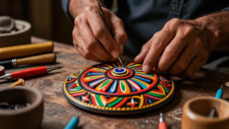 Manos artesanas crean objeto vibrante en revista