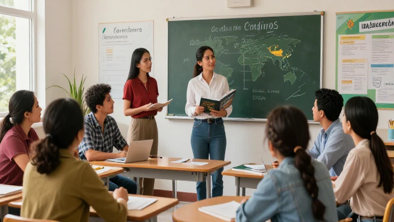Profesores mexicanos colaborando en aula innovadora