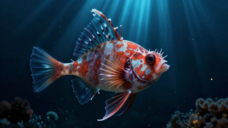 Profundidades del mar: Maravillosos animales desconocidos 5 Anguila abisal bioluminosa en entorno dramático y oscuro
