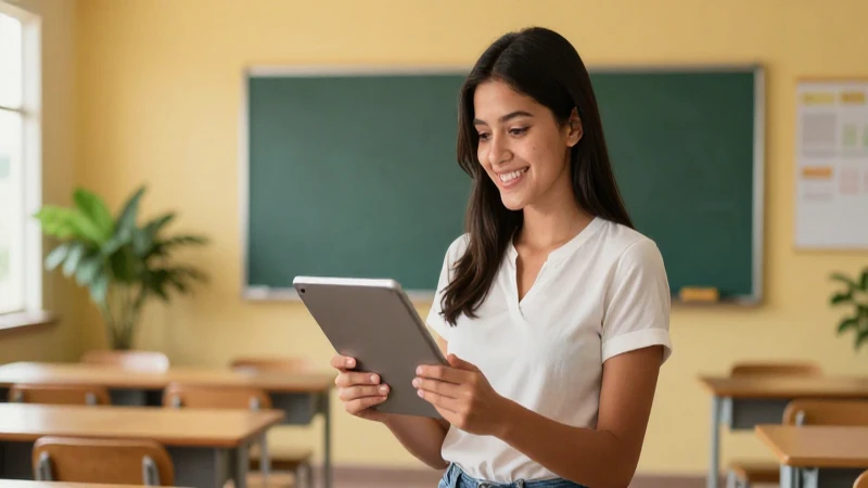 Profuturo: Cursos en Guatemala para un Aprendizaje Efectivo 5 Mujer guatemalteca sonríe usando tablet moderna