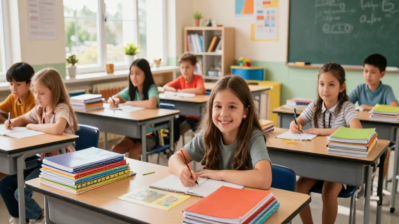 Aula moderna con estudiantes felices y vibrantes