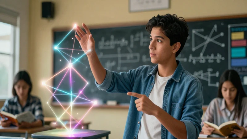 Estudiante moderno explora matemáticas abstractas con estilo