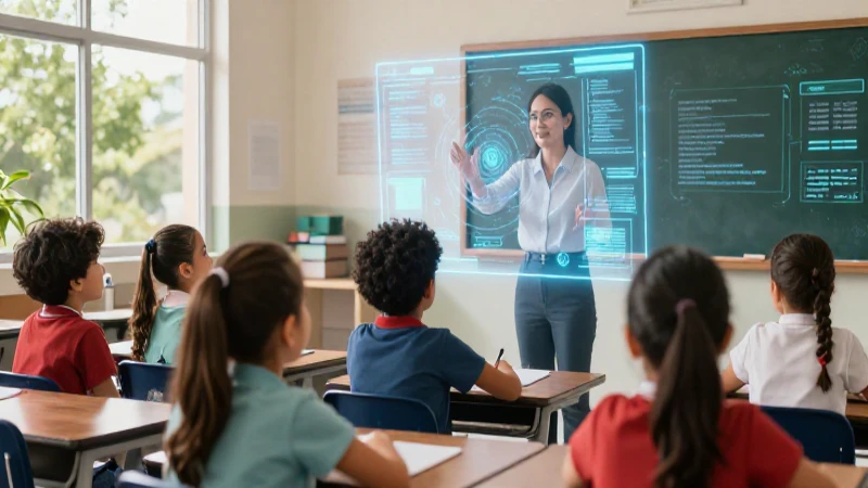 Optimiza tu escuela con el Programa de Mejora Continua en PDF 4 Aula moderna mexicana con realidad aumentada vibrante