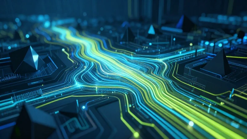 Visualización futurista de lógica de programación