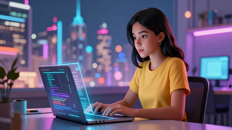 Programadores Jóvenes: Impulsando el Futuro Tecnológico 3 Joven programadora mexicana con ilustración profesional vibrante