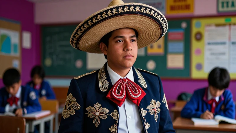 Estudiante mexicano ilustrado con dinamismo y realismo