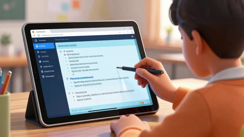 Estudiante mexicano con programa educativo en tablet