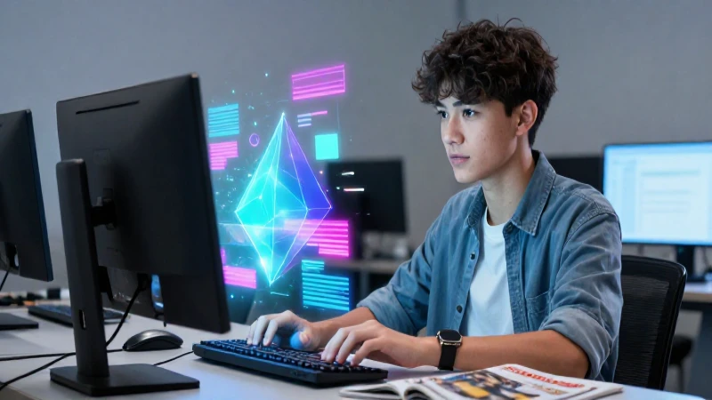 Estudiante enfocado interactúa con tecnología educativa moderna