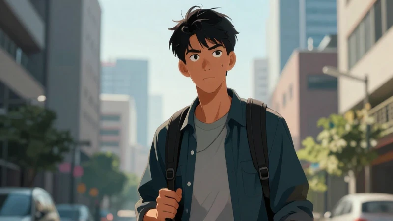Joven decidido en urbano, ilustración potente y realista