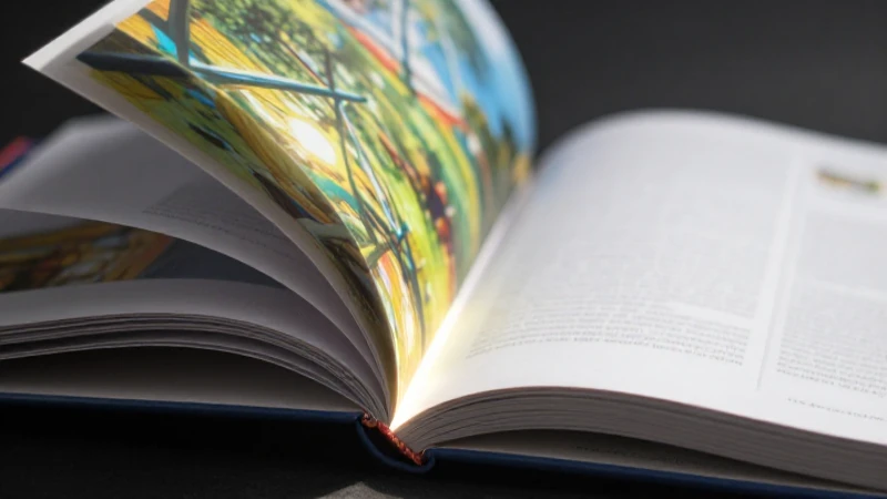 Libro abierto y dinámico con luz vibrante y detalles premium