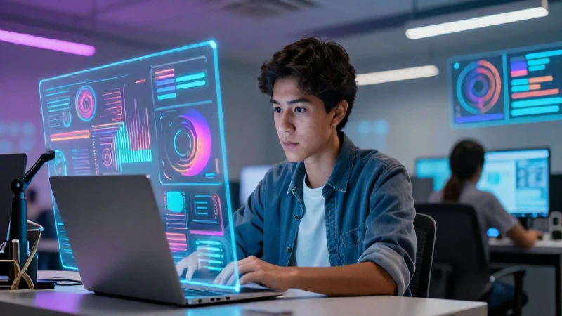 Promedios: Qué es, definición y concepto explicados 4 Estudiante mexicano concentrado con visualización de datos