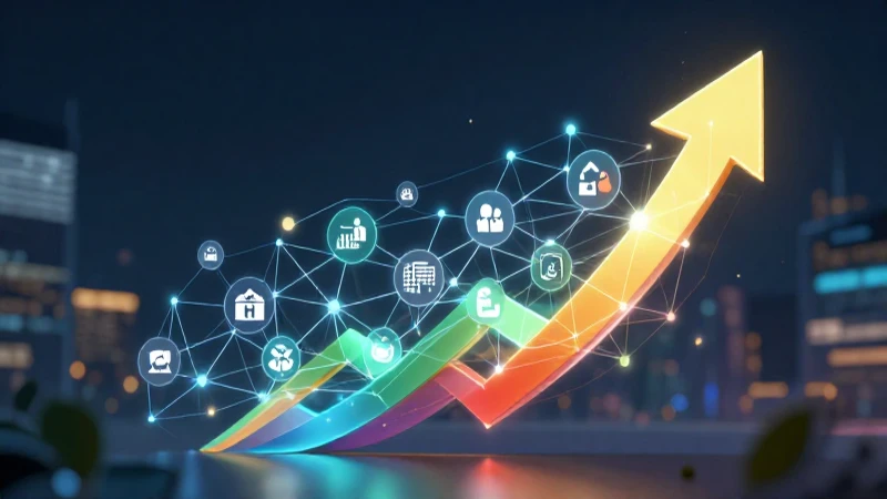 Flechas de crecimiento y redes de datos en diseño digital