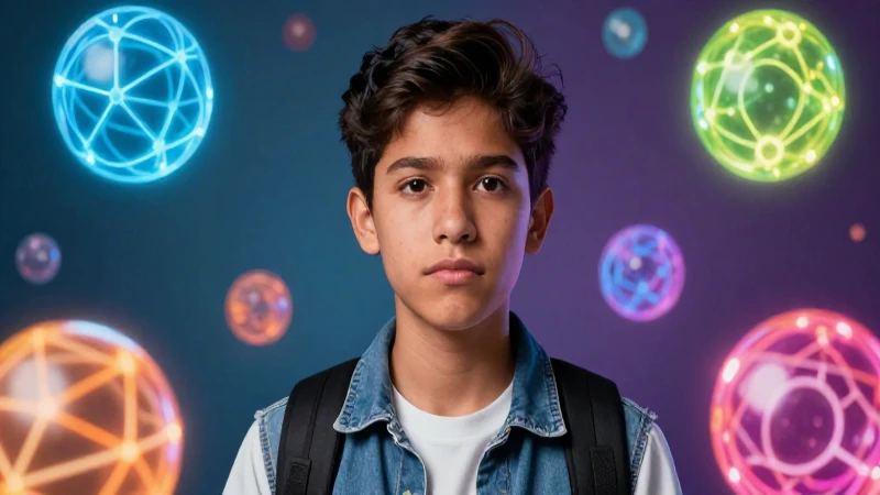 Estudiante mexicano ilustrando conceptos lingüísticos dinámicos