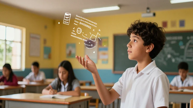 Estudiante observa concepto lingüístico en escuela moderna