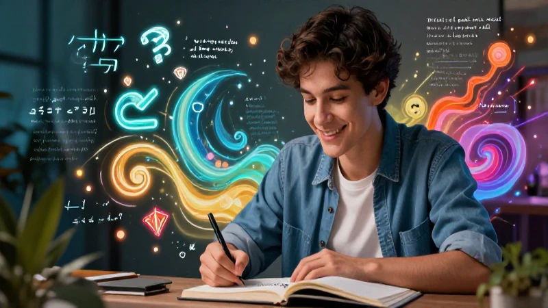 Joven estudia con estilo educativo moderno