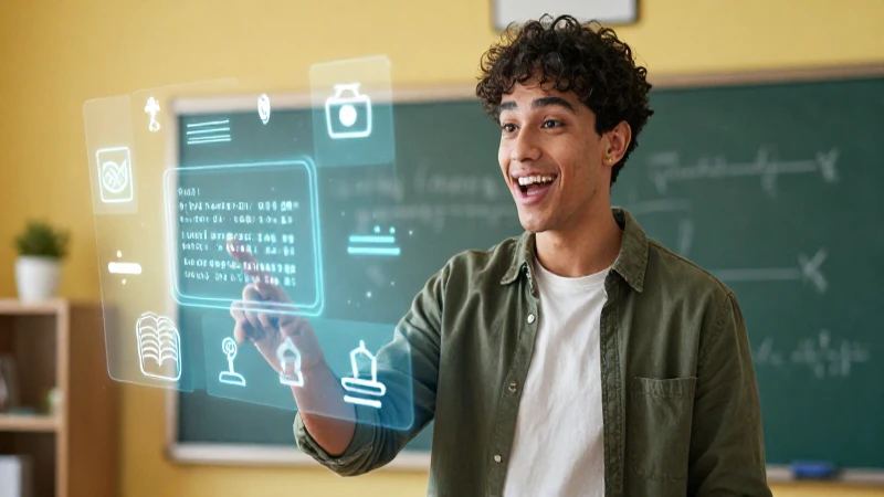 Retrato educativo dinámico con toque holográfico