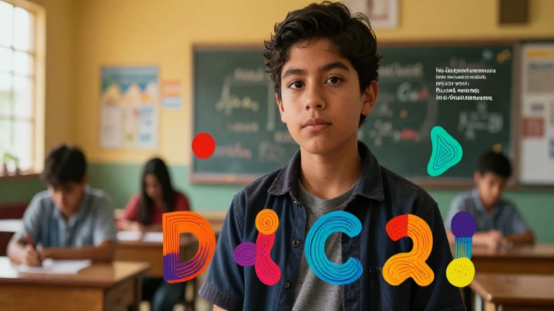 Portada dinámica: estudiante carismático en aula vibrante