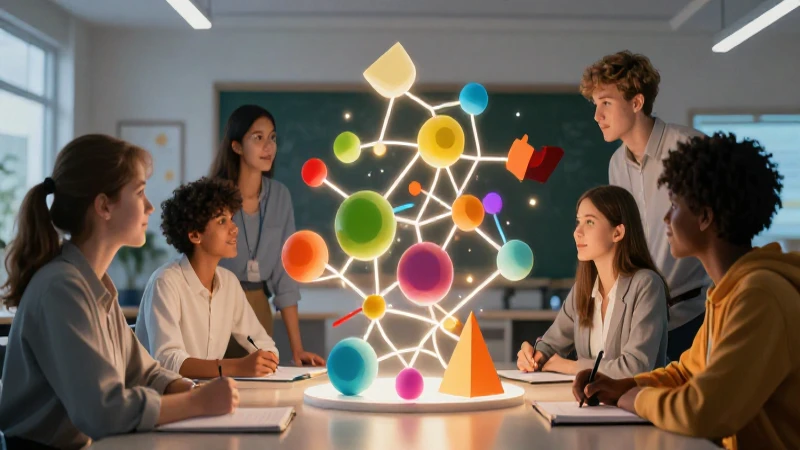 Propiedad asociativa: definición, ejemplos y conceptos clave 6 Estudiantes colaboran con estructura matemática abstracta