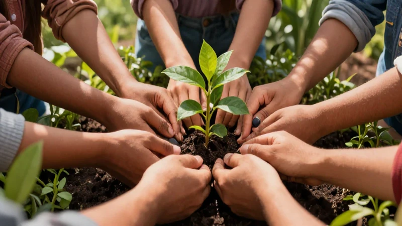 Manos mexicanas cuidan un jardín vibrante