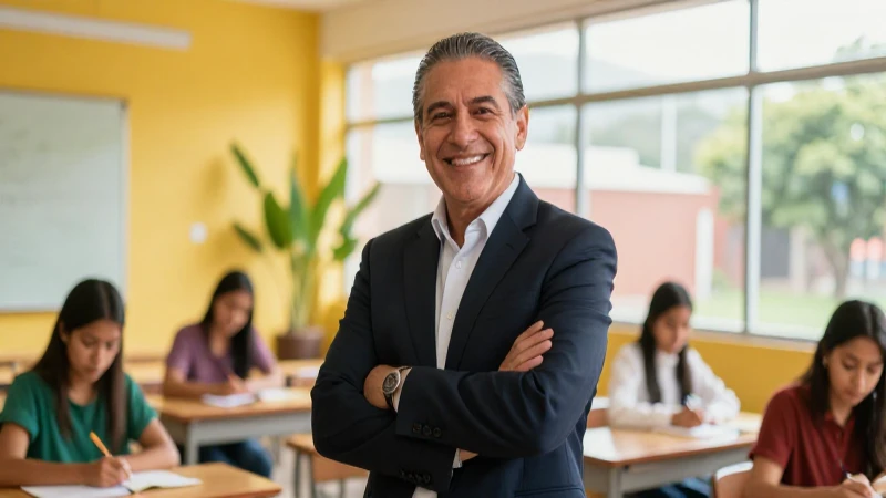 Mentor inspirador en aula mexicana moderna