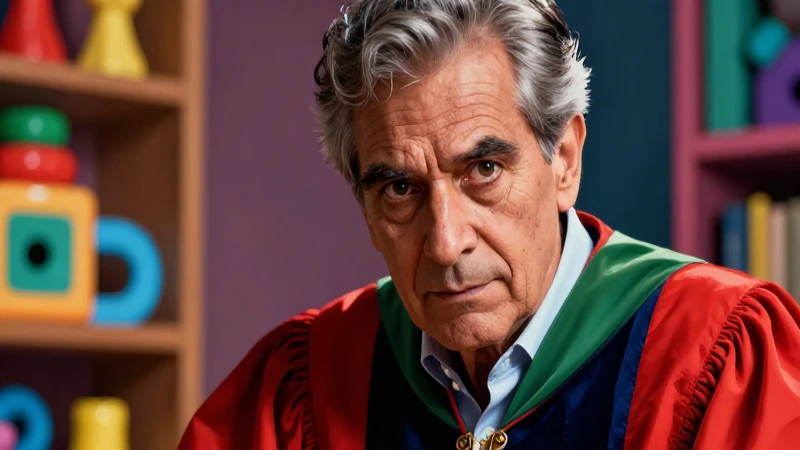 Profesor excéntrico con estilo académico vibrante