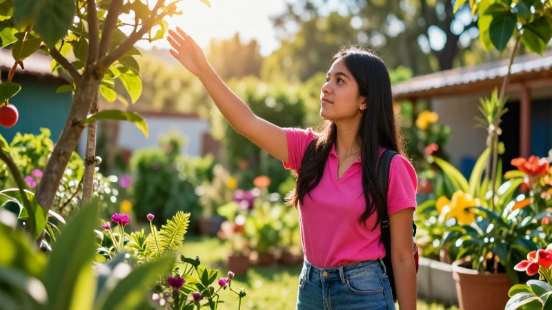 Prosperidad: Definición, Importancia y Concepto Esencial 7 Joven estudiante mexicano en jardín vibrante