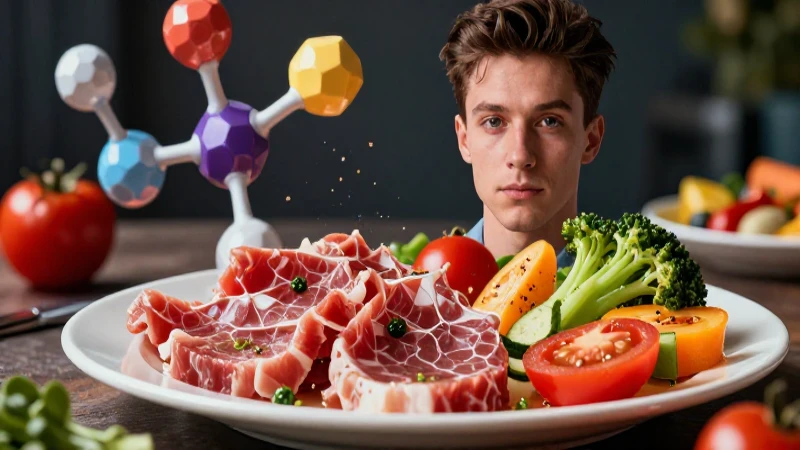 Joven mira la comida con elegancia y modernidad