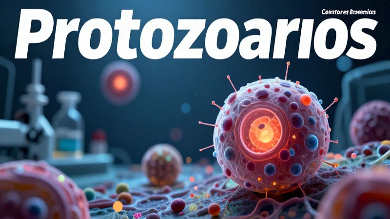 Ilustración científica detallada de protozoarios vibrantes
