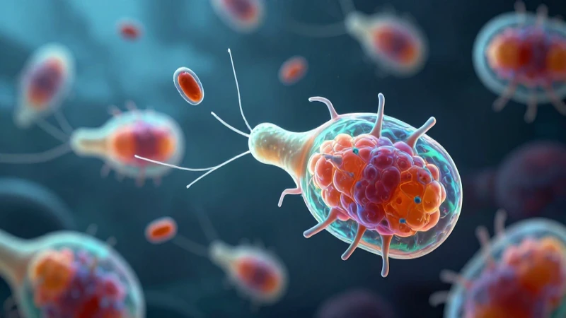 Microscopía detallada de protozoos vibrantes con estilo educativo
