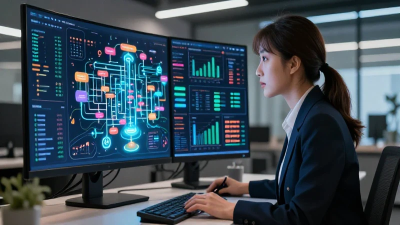 Ejecutivo gestionando complejas redes digitales modernas