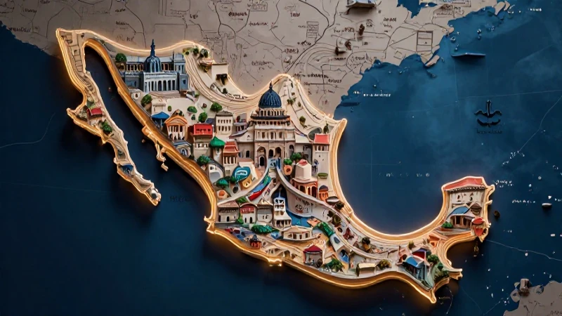 Mapa detallado de México con diseño administrativo
